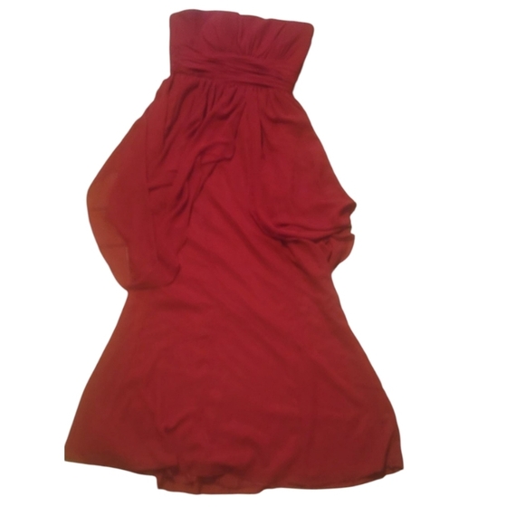 Hailey red satin chiffon strapless prom homecoming occasion dress sz 8 gown - Picture 5 of 6